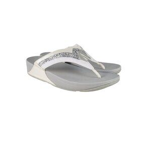 Fitflop Lulu Urban White Glitter Pearl Thong Sandals Bridal Wedding Size 11